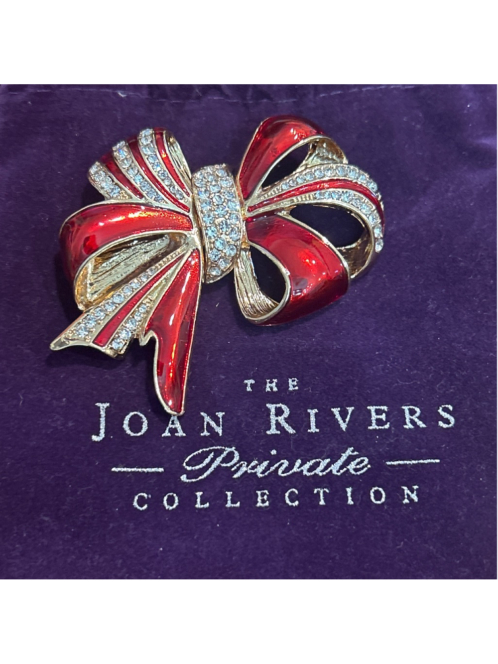 Women's Joan Rivers Red & Gold Bow Brooch Pin from The Private Collection
